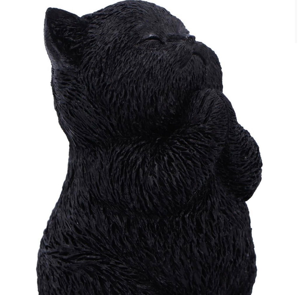 Whisker Wish Praying Black Cat Ornament 8.5cm