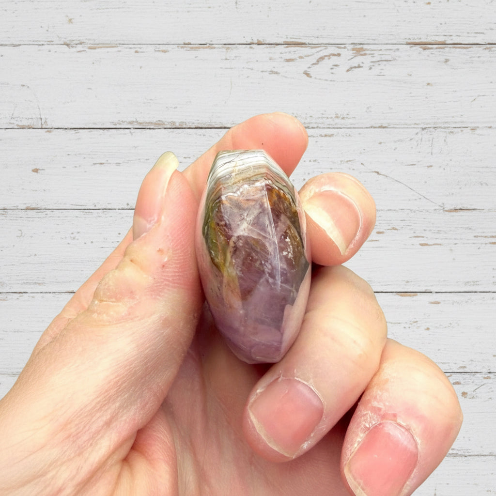 Mexican Amethyst Lace Agate Palmstone 87 grams ALAP01