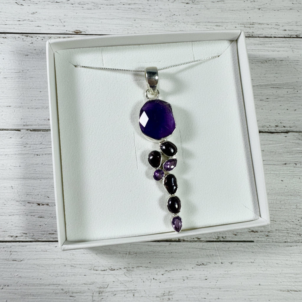 925 Sterling Silver Amethyst & Pearl Pendant