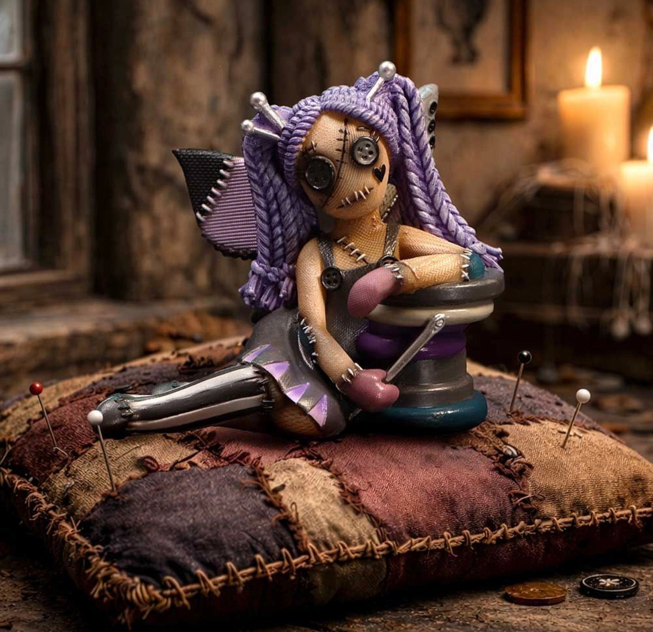 The Stitchlings: Violette Hexpin Voodoo Doll Ornament 9cm