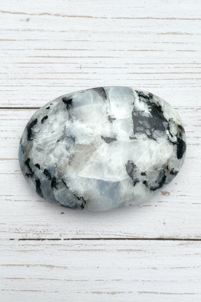 Rainbow Moonstone Palmstone 110 grams RMP07