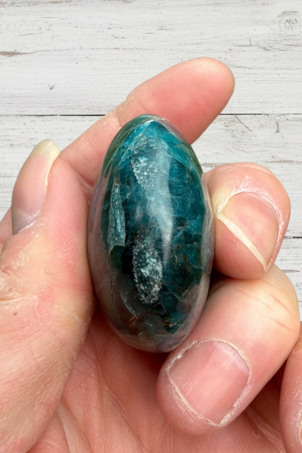Blue Apatite Palmstone 90 grams NBAP08