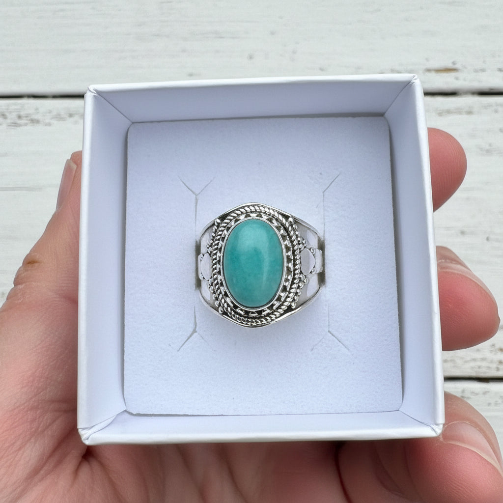 925 Sterling Silver Amazonite Ring