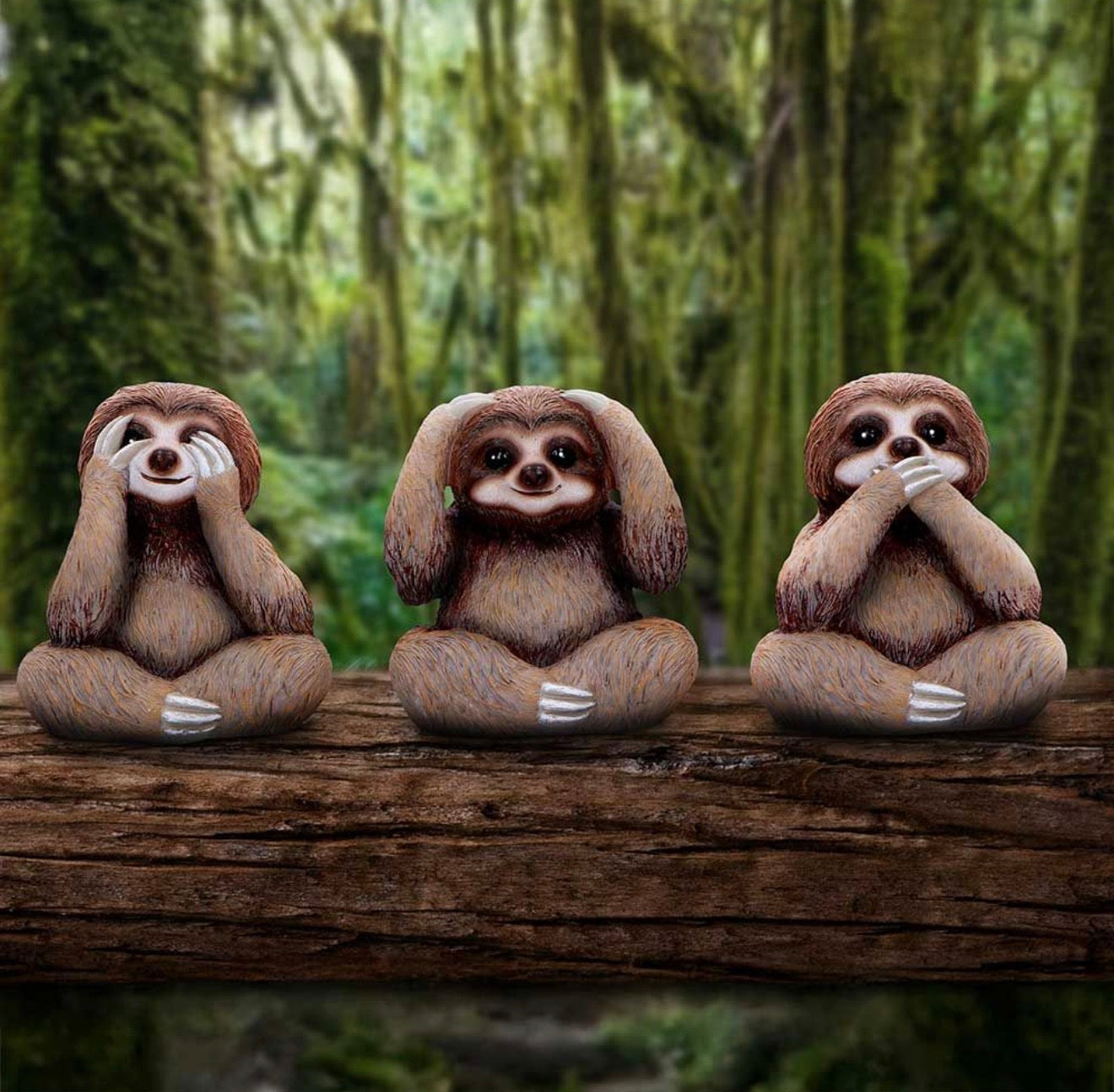 Three Wise Sloths See No Evil Set 8cm
