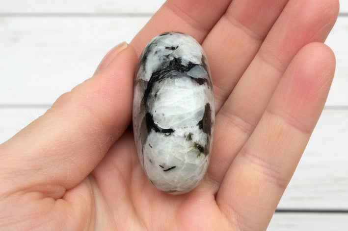 Rainbow Moonstone Palmstone 110 grams RMP07