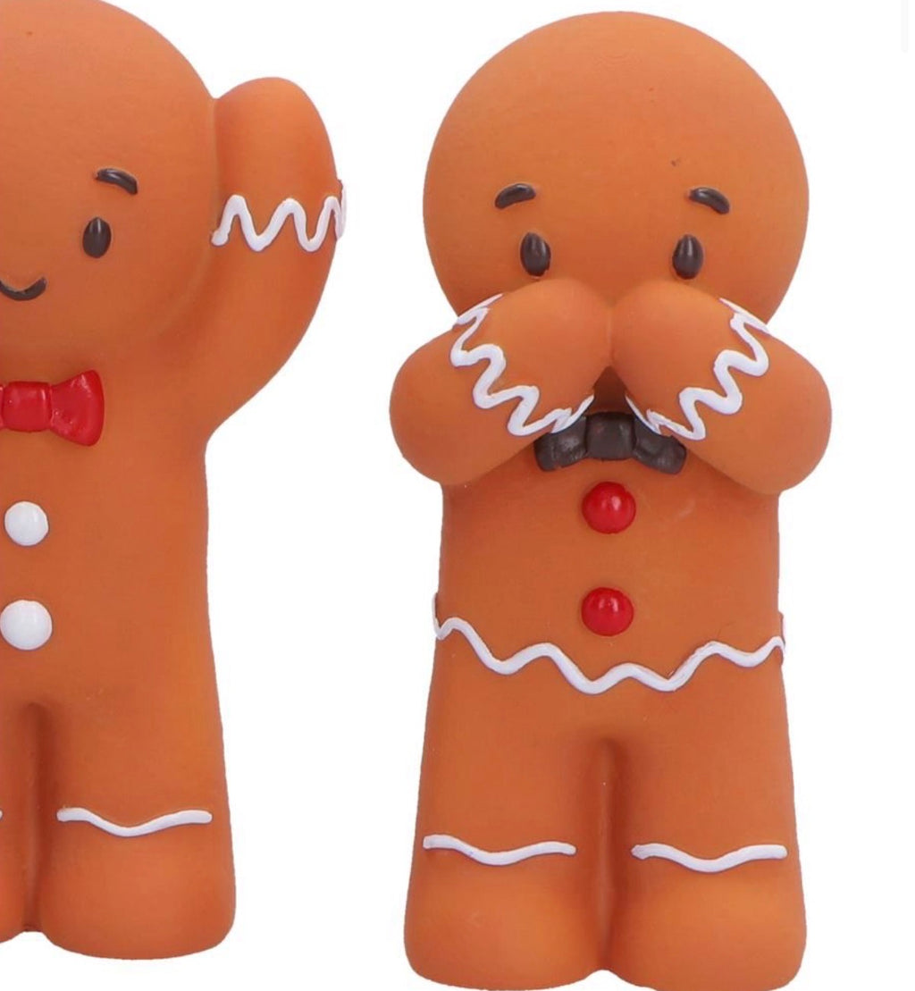 Three Wise Gingerbread See No Evil Set, 9cm