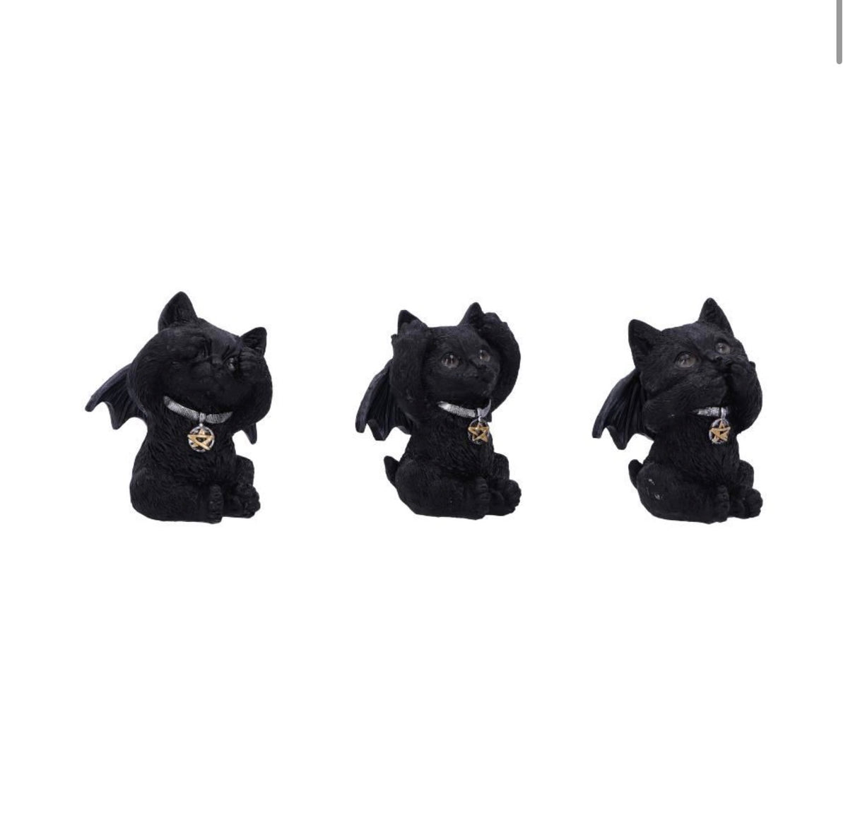 Three Wise Vampuss Winged Cats See No Evil Set 9cm