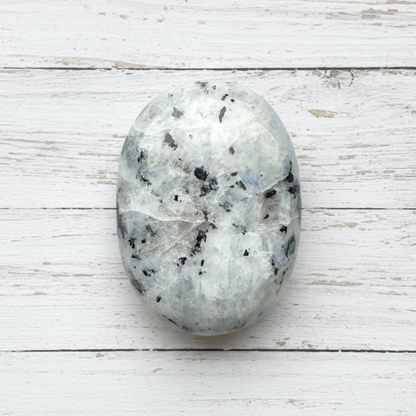 Rainbow Moonstone Palmstone 118 grams RMP09