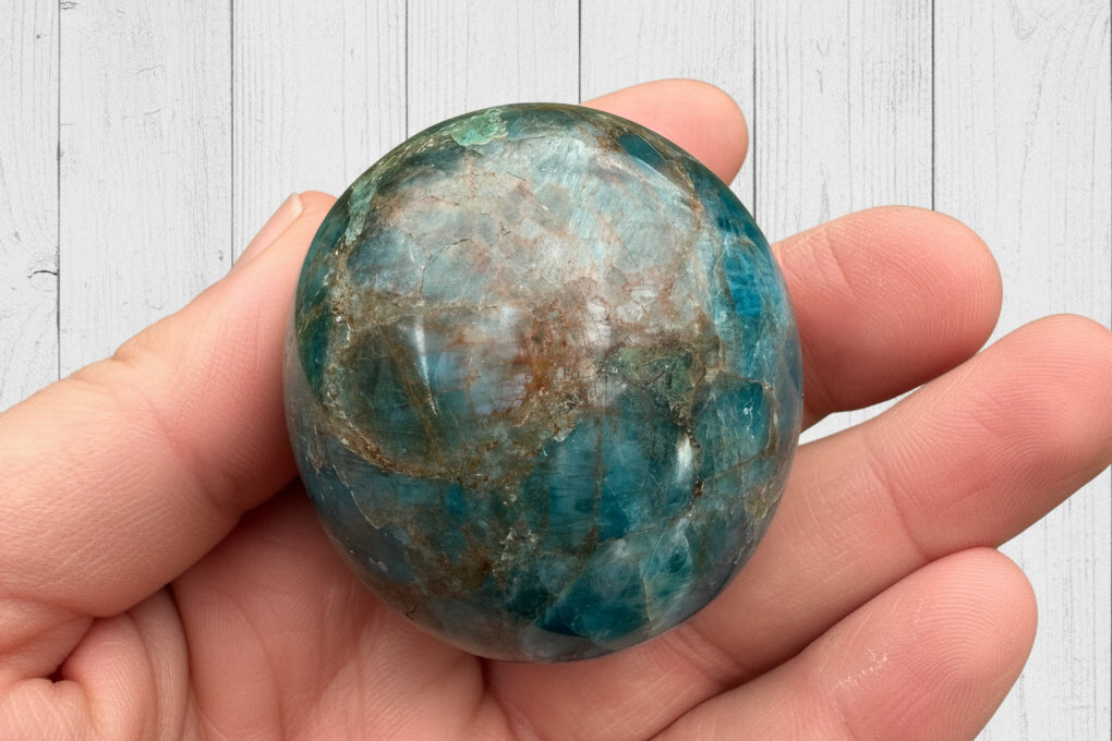 Blue Apatite Palmstone 83 grams NBAP13