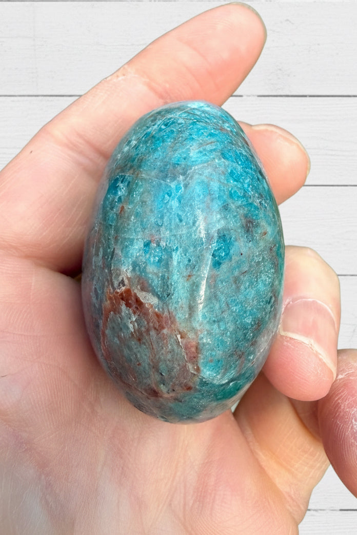 Blue Apatite Palmstone 125 grams NBAP03