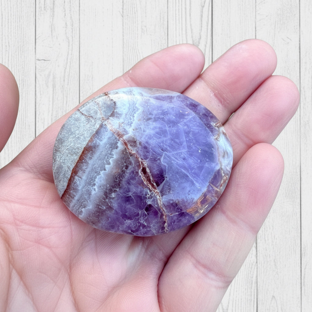 Mexican Amethyst Lace Agate Palmstone 58 grams ALAP05