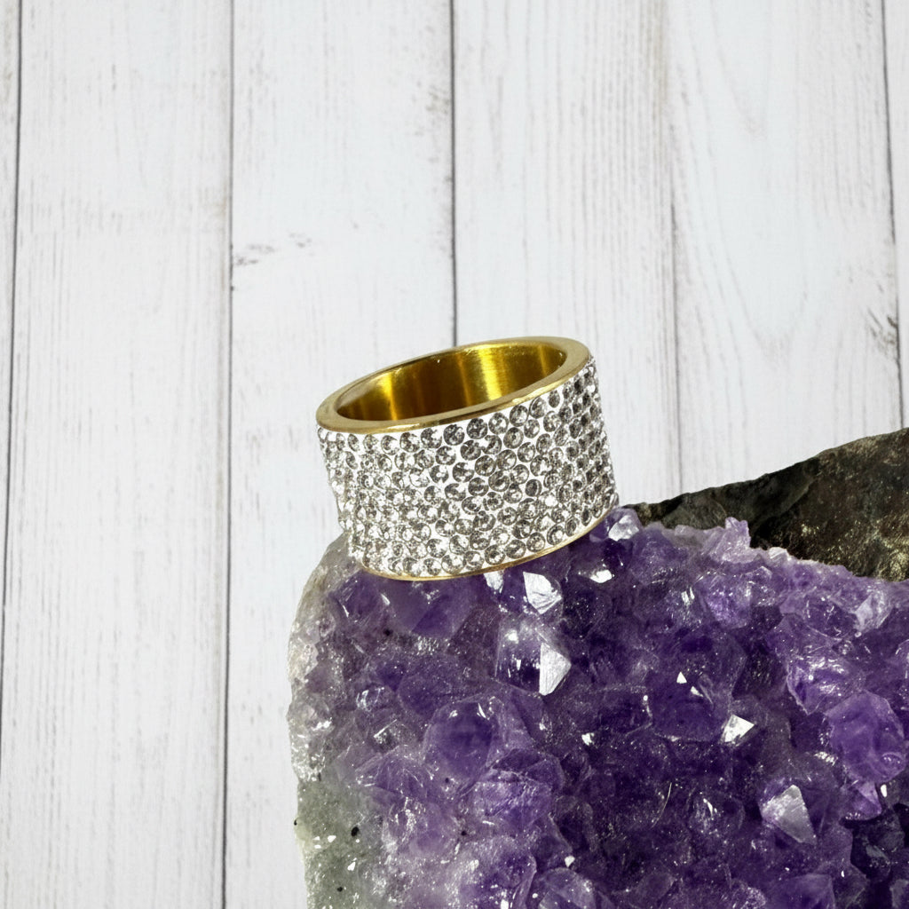 18KT Gold Plated Stainless Steel CZ Ring