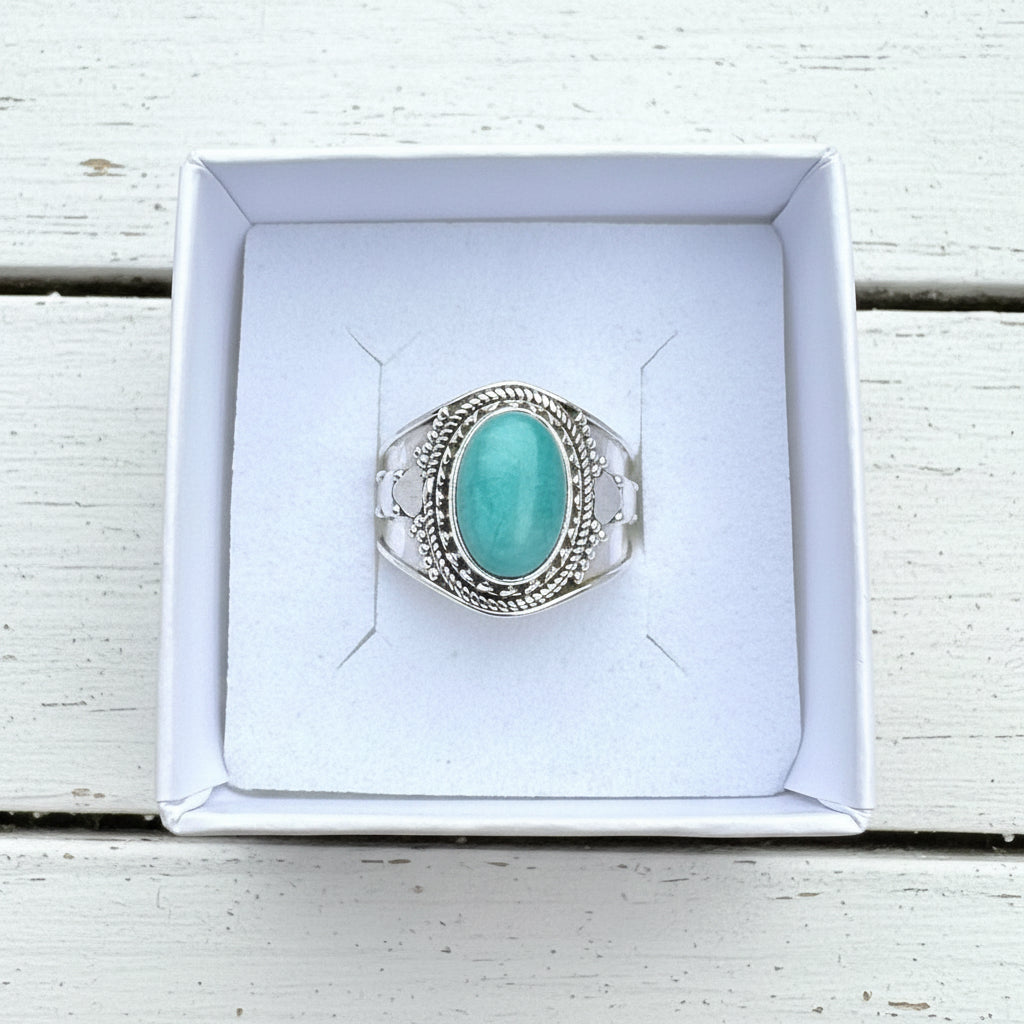 925 Sterling Silver Amazonite Ring