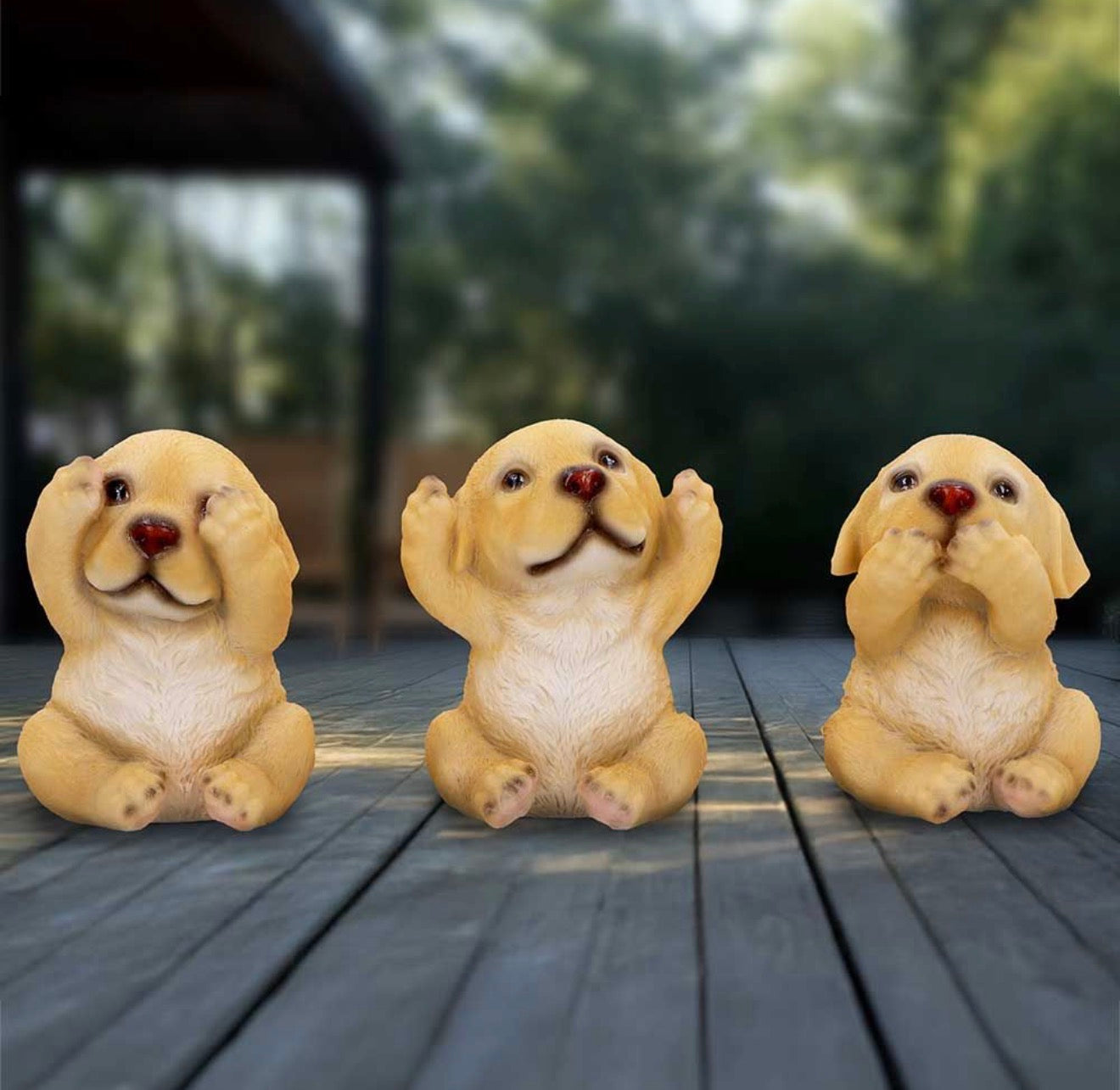 Three Wise Golden Labradors See No Evil Set 7.5cm
