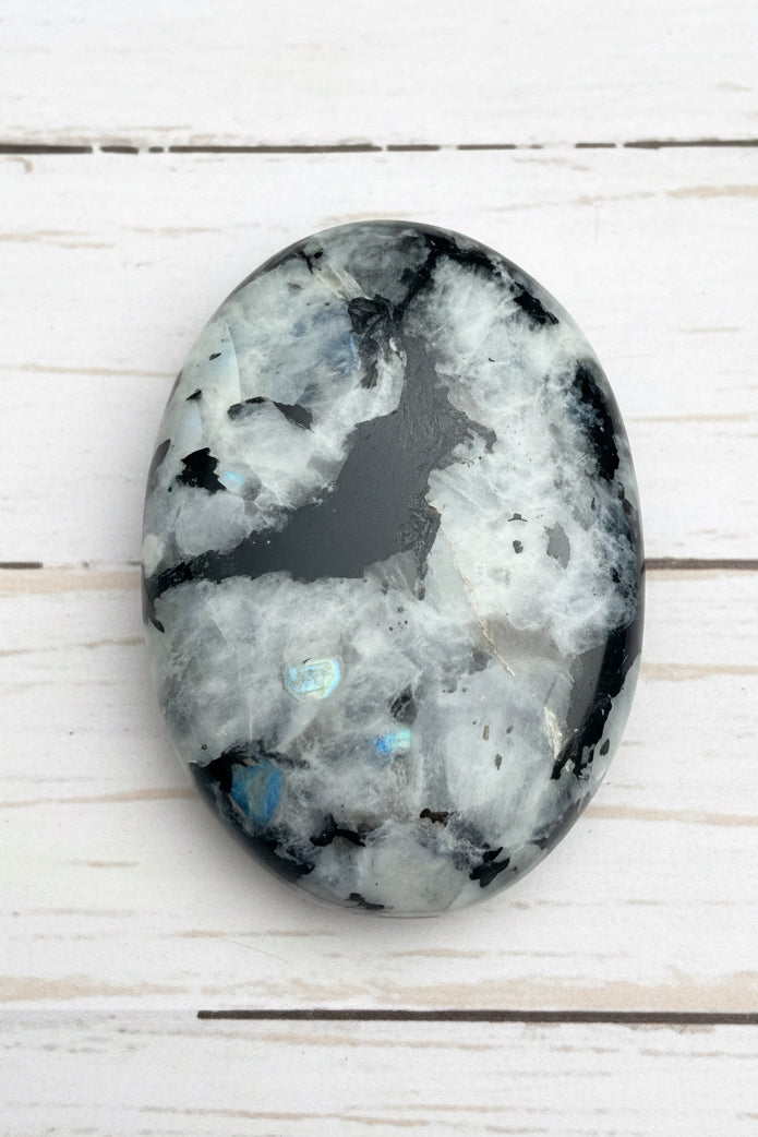 Rainbow Moonstone Palmstone 94 grams RMP06