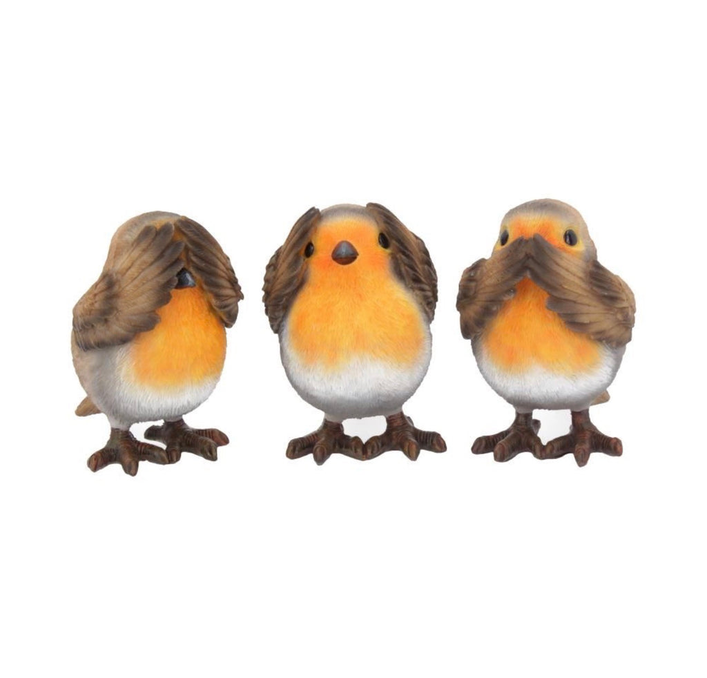 Three Wise Robins See No Evil Set 8cm
