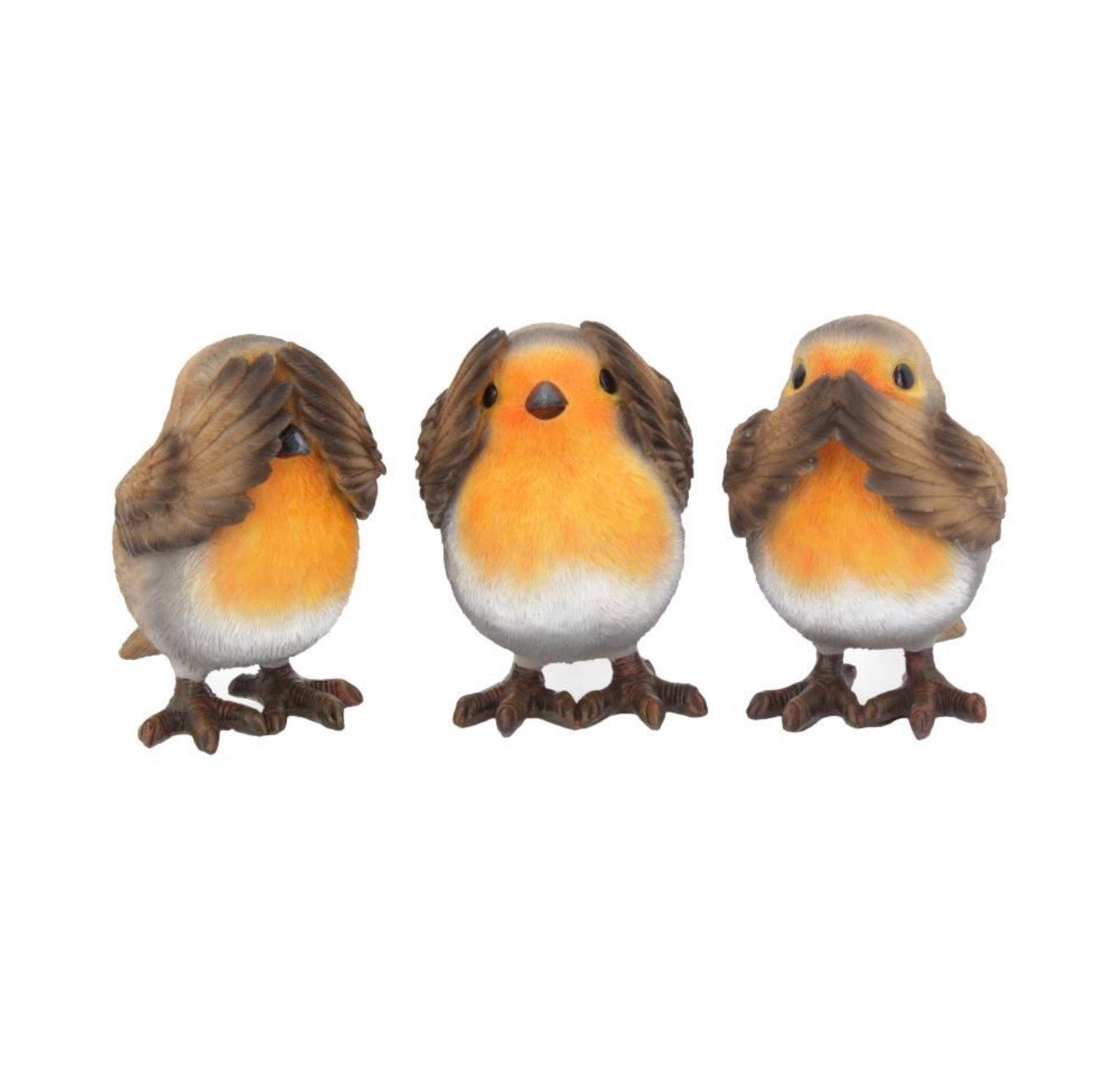 Three Wise Robins See No Evil Set 8cm