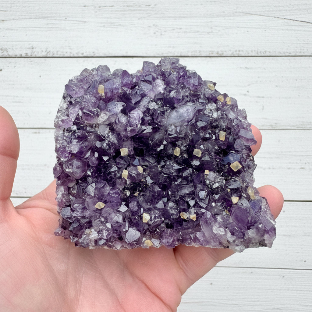 Amethyst Druzy Standing Cut Base with Orange Calcite 421 grams NNPA1
