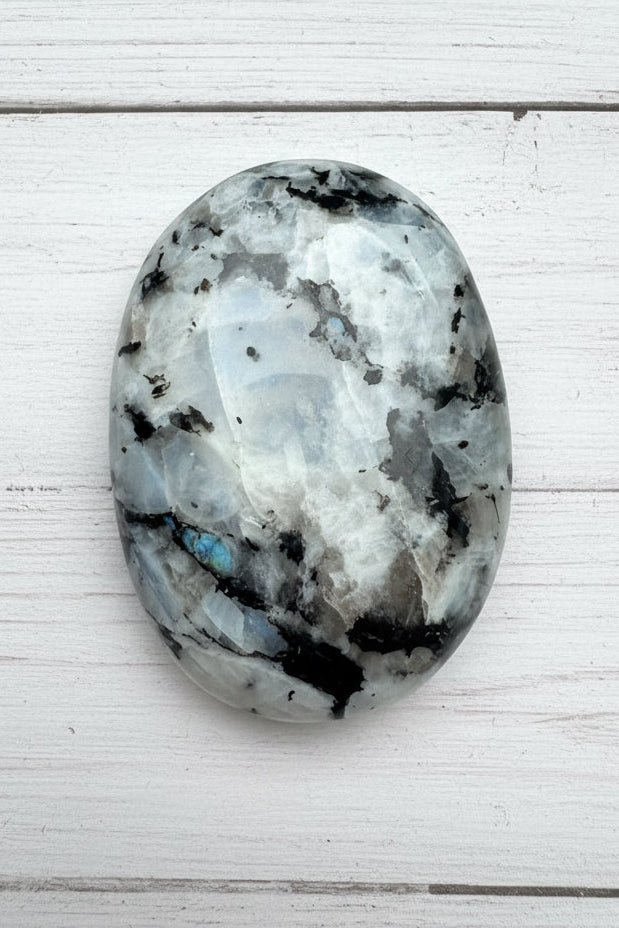 Rainbow Moonstone Palmstone 110 grams RMP07
