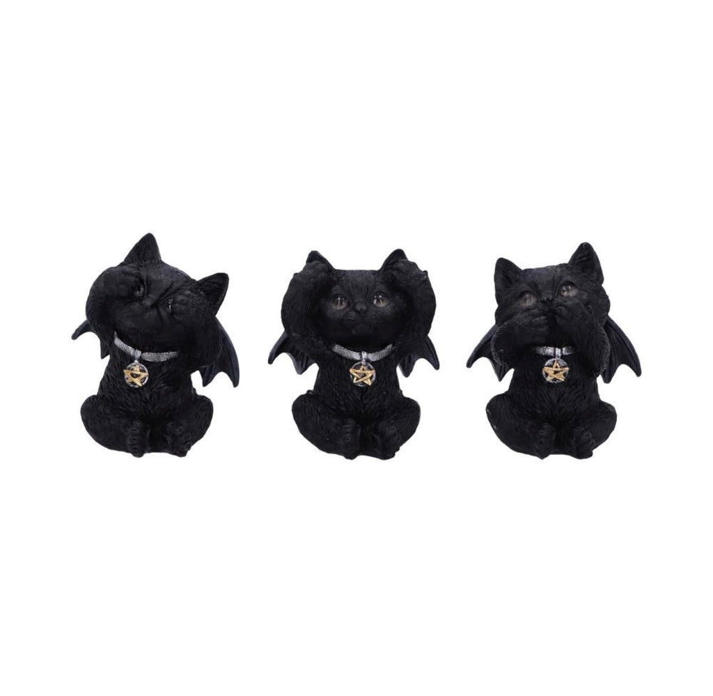 Three Wise Vampuss Winged Cats See No Evil Set 9cm