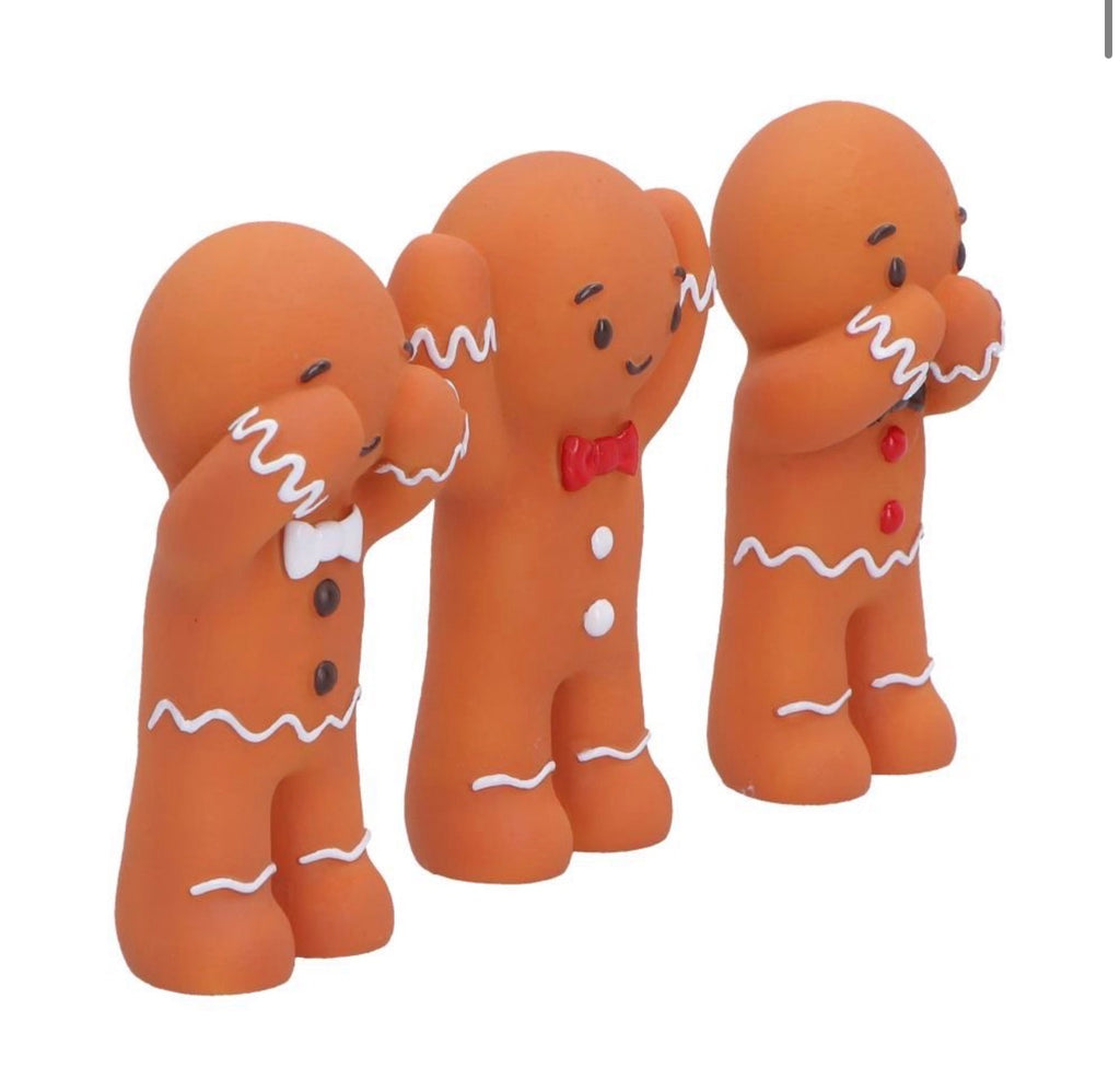 Three Wise Gingerbread See No Evil Set, 9cm