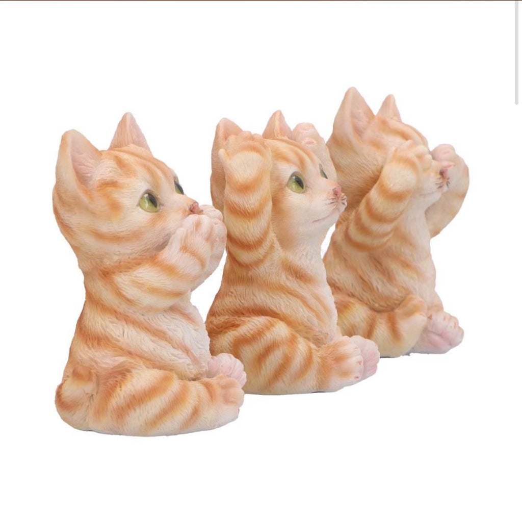 Three Wise Ginger Cats See No Evil Set 8.5cm
