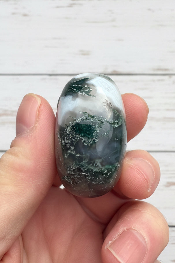 Moss Agate Palmstone 105 grams MAP05