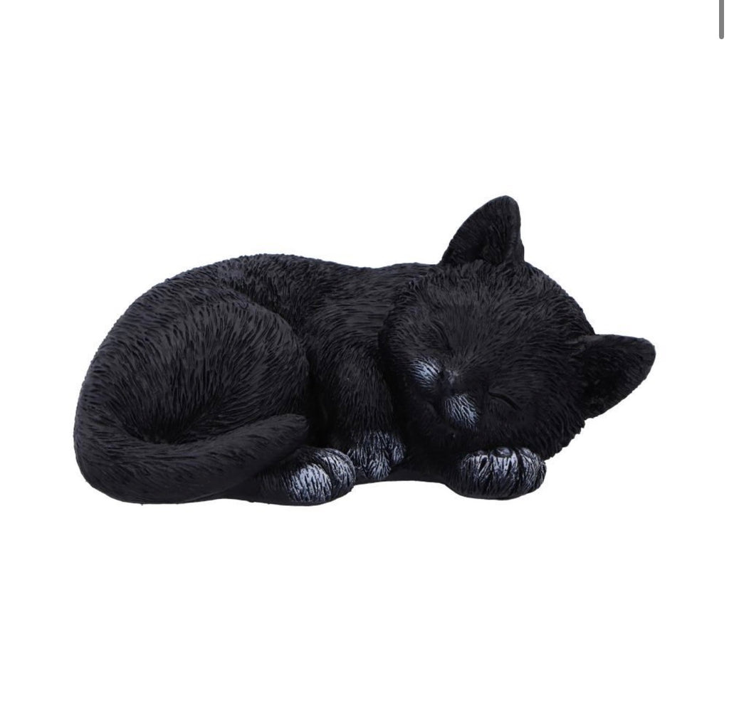 Feline Dream Sleeping Black Cat Ornament 11.5cm