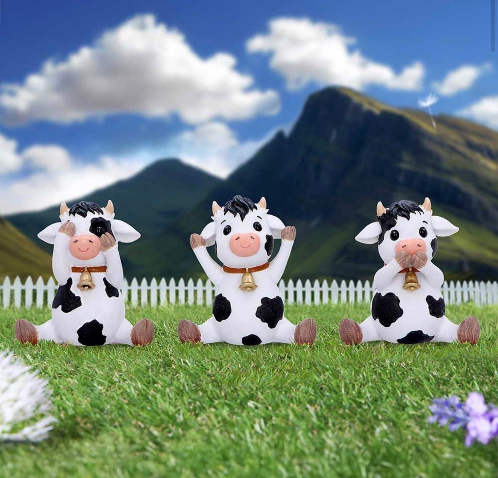 Three Wise Cows See No Evil Set 9cm