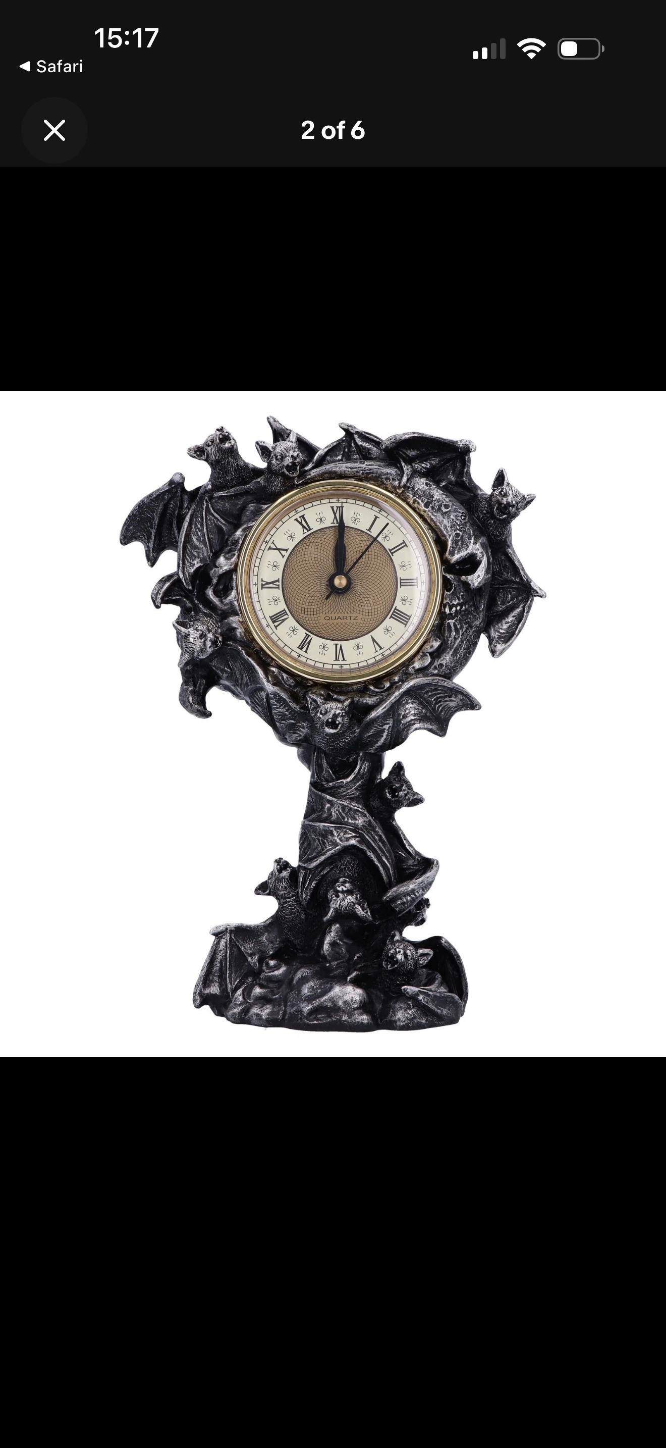 Chiroptera Bat Mantle Clock 24cm