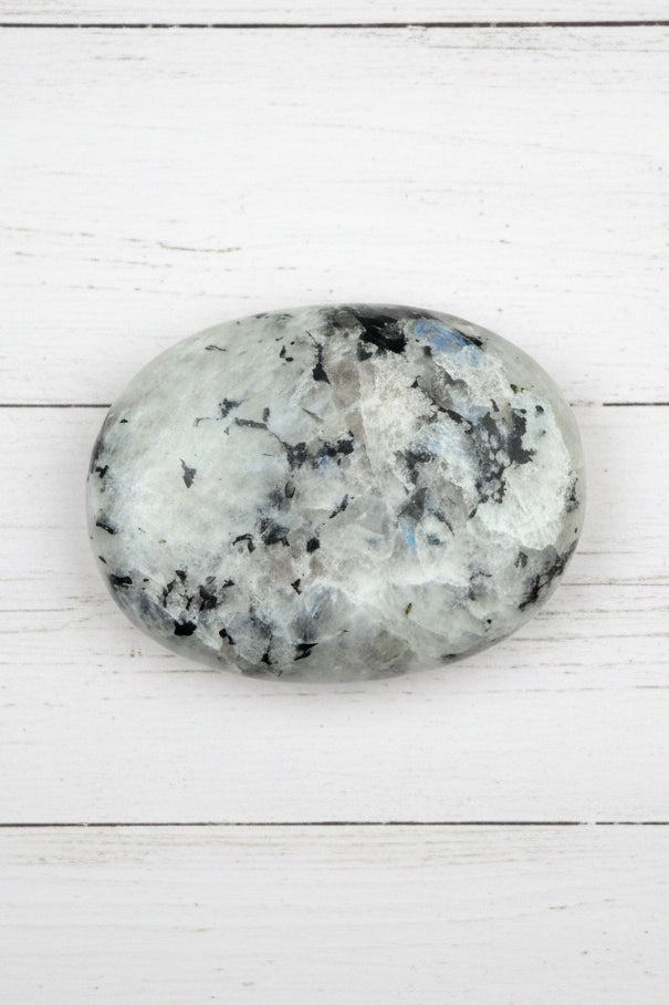 Rainbow Moonstone Palmstone 118 grams RMP09