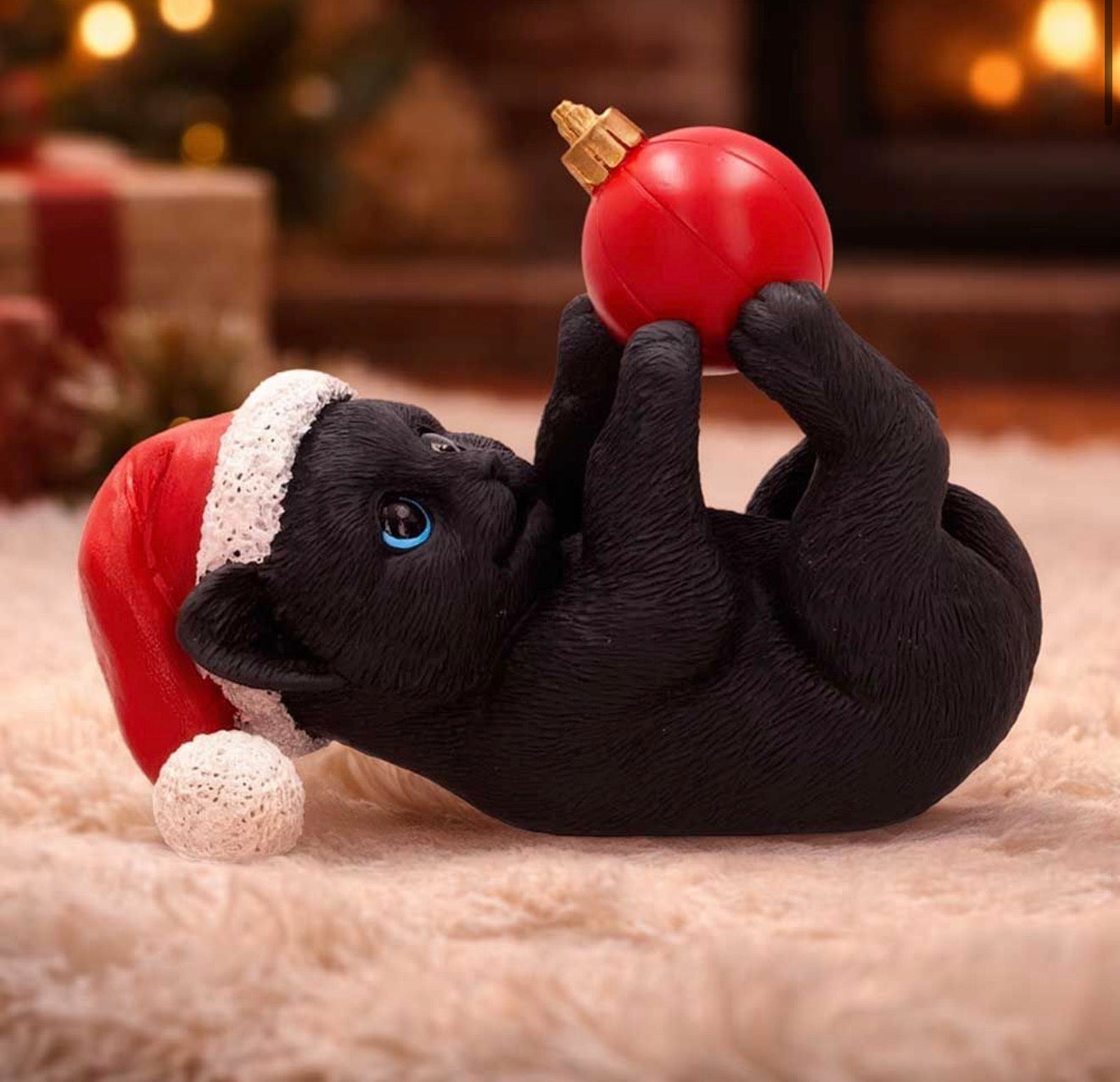 Jingle Paws Black Cat Christmas Ornament 13.5cm