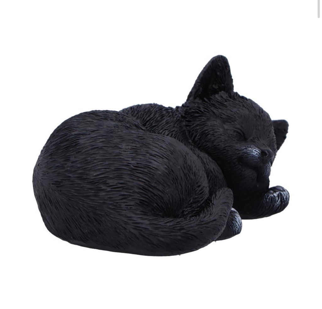Feline Dream Sleeping Black Cat Ornament 11.5cm