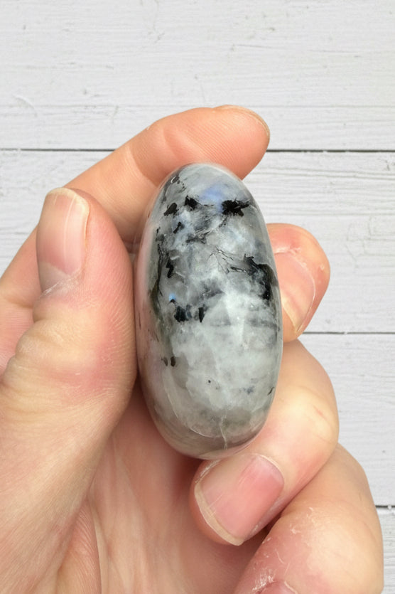 Rainbow Moonstone Palmstone 116 grams RMP05