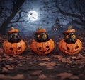 Three Wise Pumpkin Patch Black Cats See No Evil Set 7.7cm