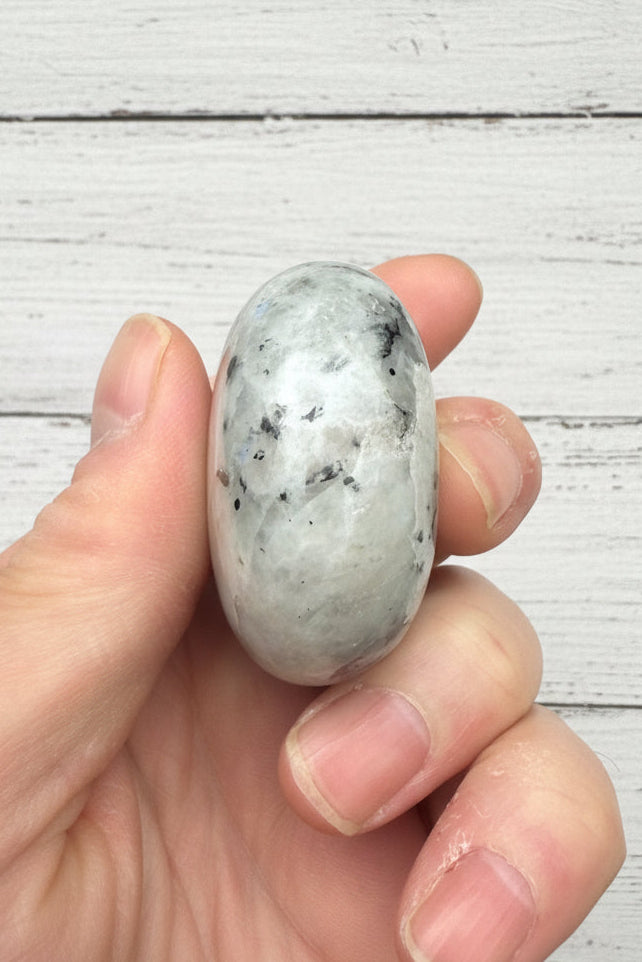 Rainbow Moonstone Palmstone 118 grams RMP09