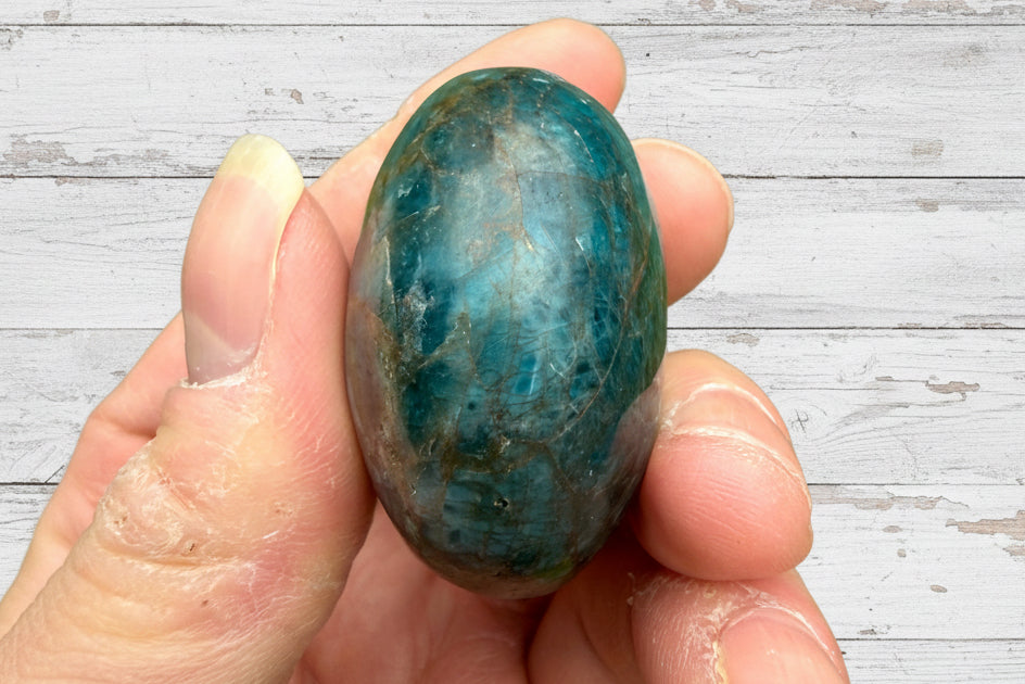 Blue Apatite Palmstone 83 grams NBAP13