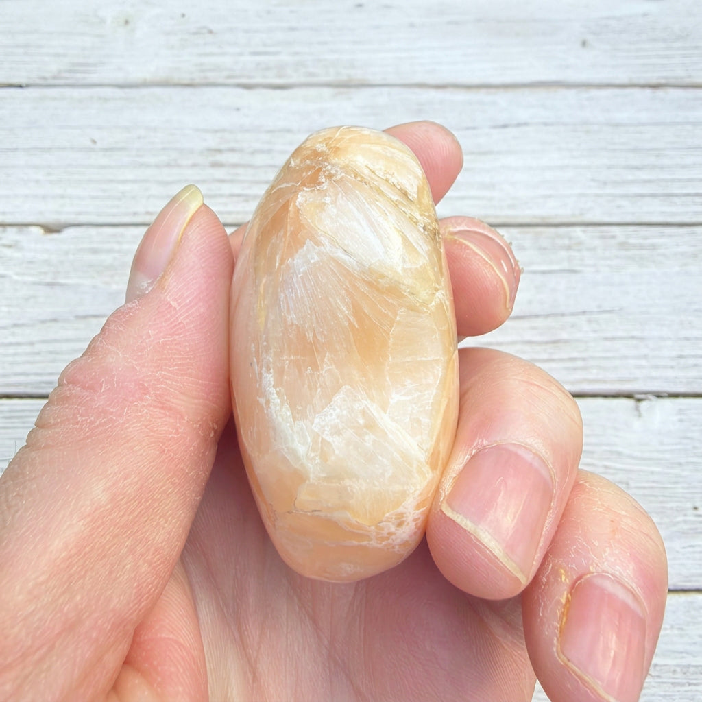 Stilbite Polished Heart with Green Heulandite 93 grams SH03