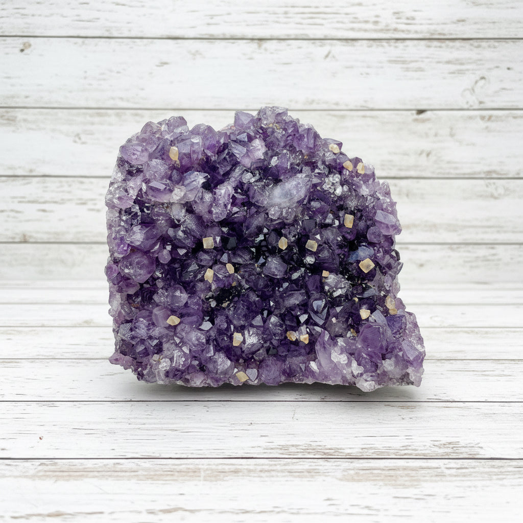 Amethyst Druzy Standing Cut Base with Orange Calcite 421 grams NNPA1