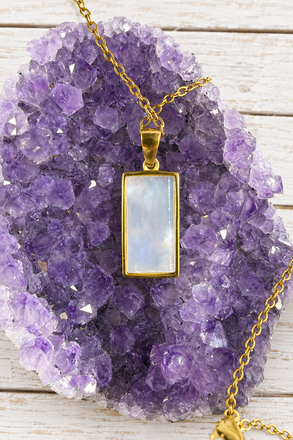 18KT Gold Plated Stainless Steel “ The Lovers “ Tarot Card Necklace