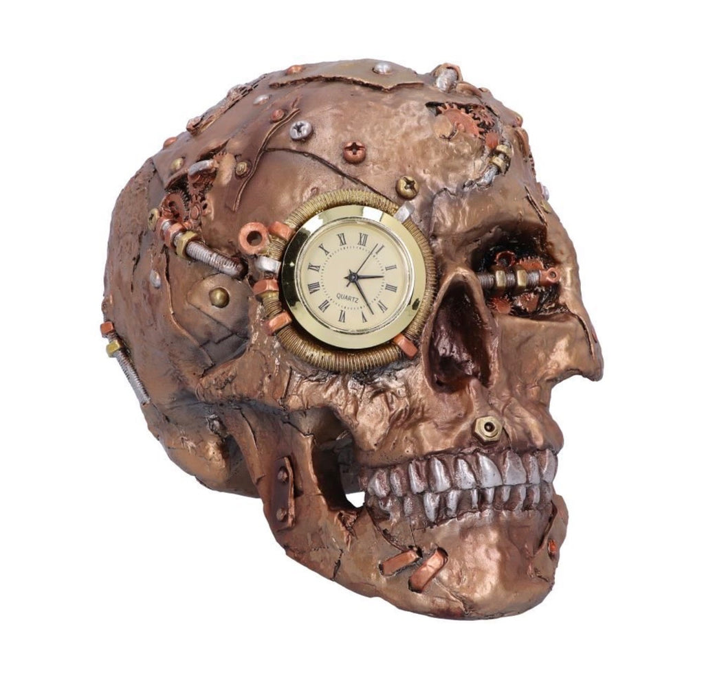 Scrapped Steampunk Skull Clock 19cm