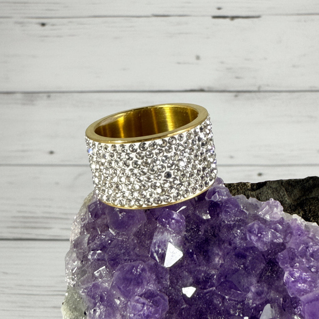 18KT Gold Plated Stainless Steel CZ Ring