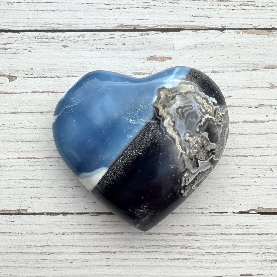 Owyhee Blue Opal Heart Crystal 64 grams BOH13