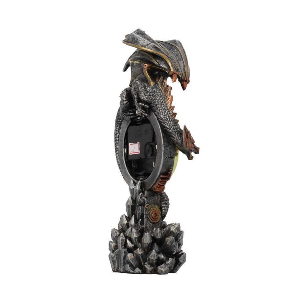 Clockwork Reign Steampunk Dragon Clock 28cm