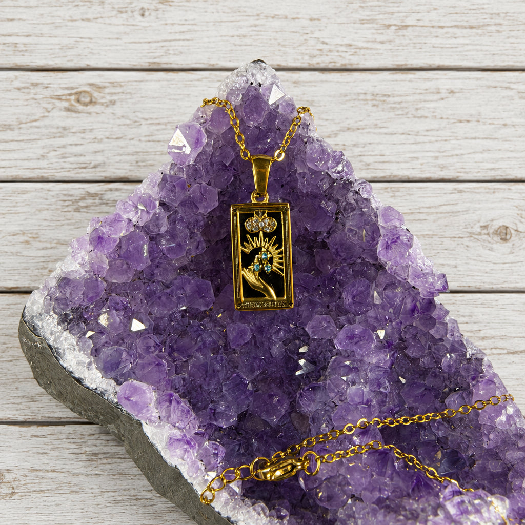 18KT Gold Plated Stainless Steel “ The Magician “ Tarot Card Necklace