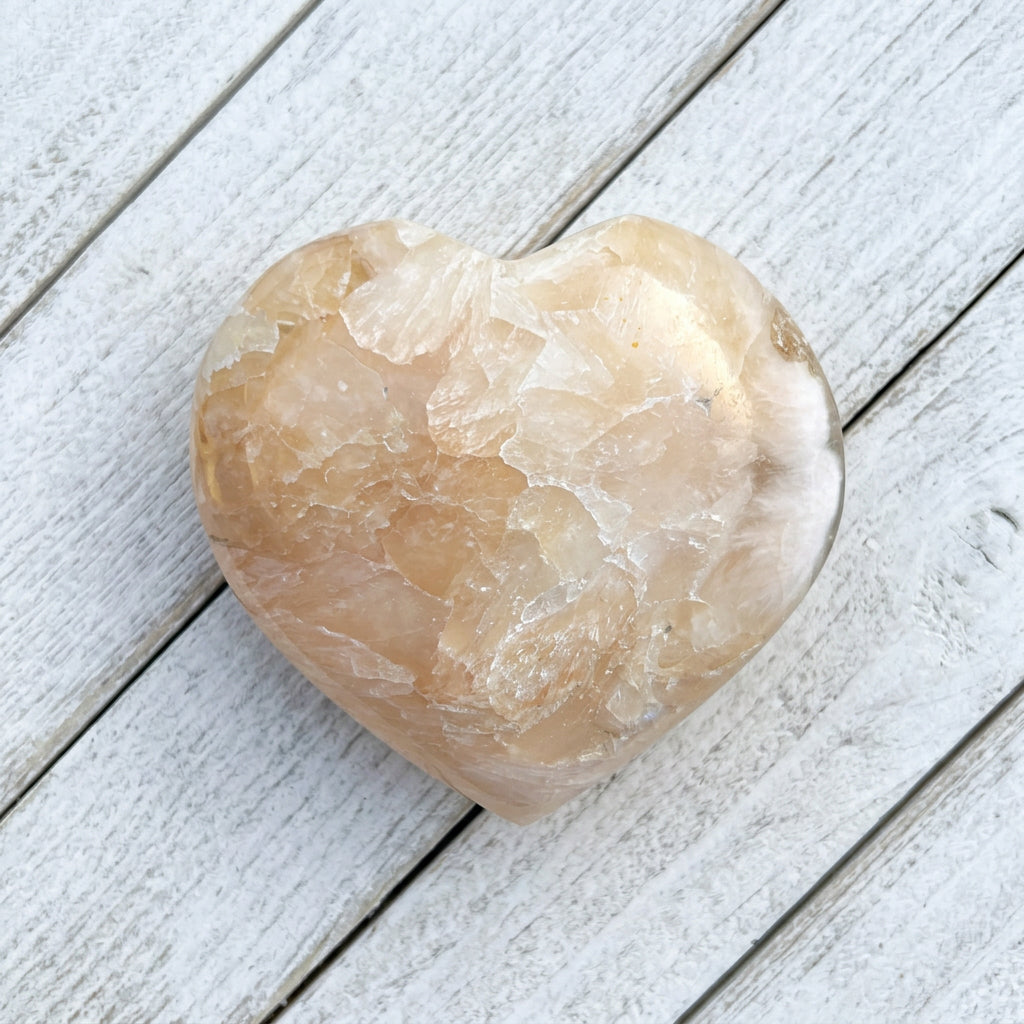 Stilbite Crystal Heart with Green Heulandite 100 grams AH01