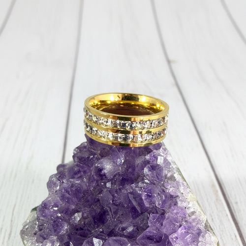 18KT Gold Plated Stainless Steel CZ Ring