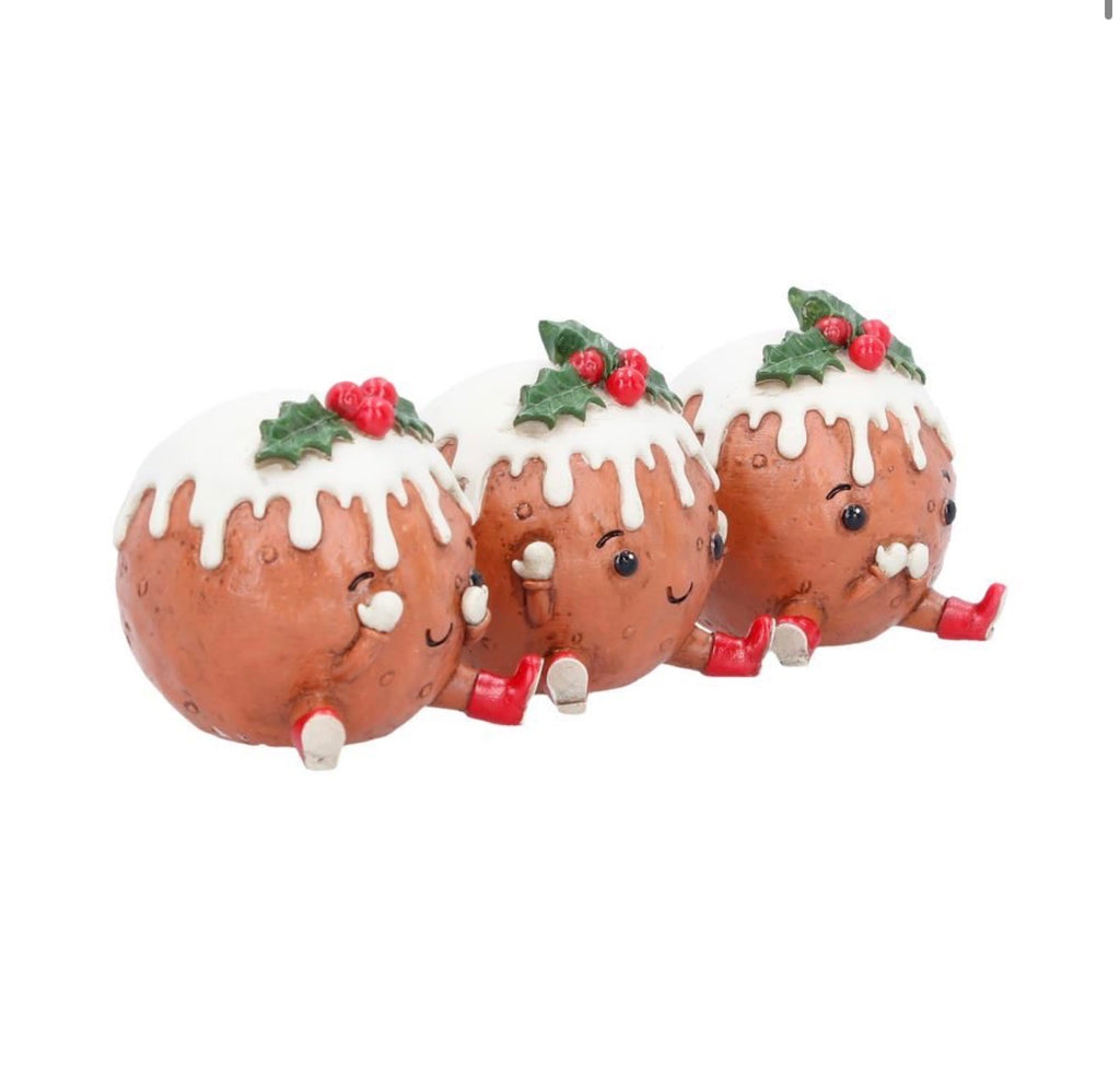 Three Wise Christmas Puddings See No Evil Set, 6cm
