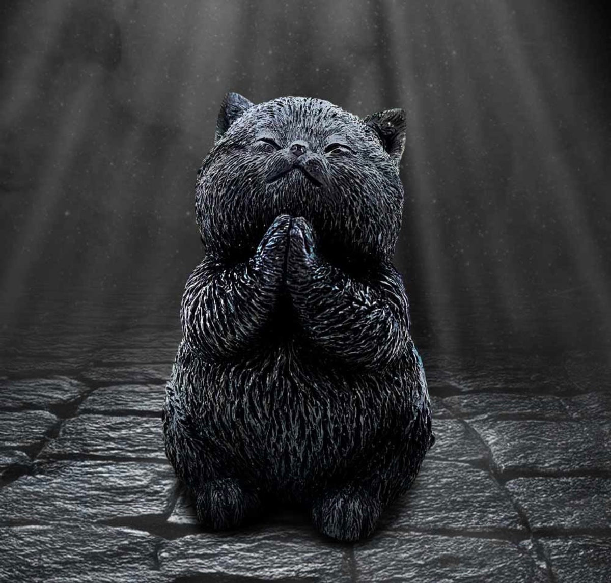 Whisker Wish Praying Black Cat Ornament 8.5cm