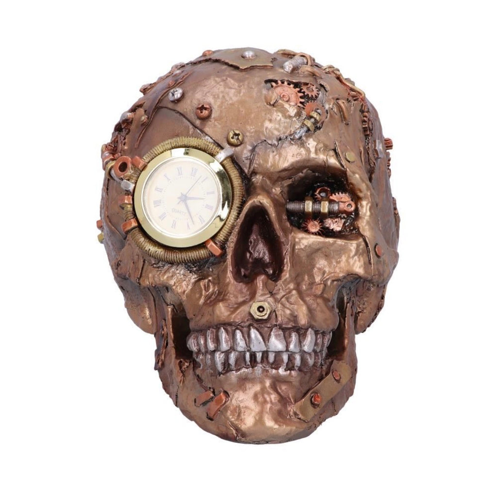 Scrapped Steampunk Skull Clock 19cm
